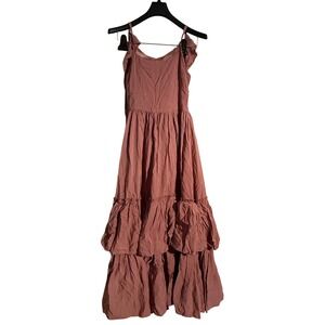 Mia Joy Joyfolie Size 8 Tiered Maxi Dress Boho Indie Dusty Rose Cottagecore